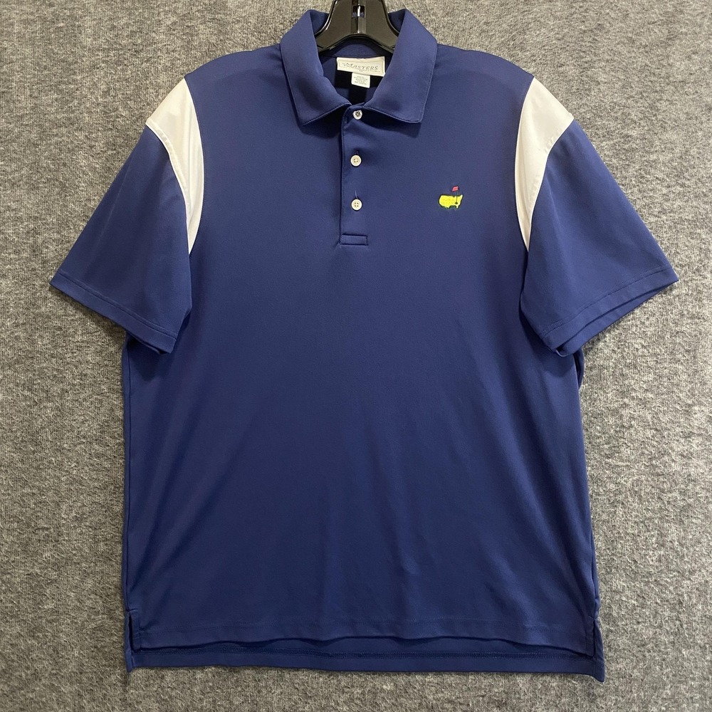 Masters Performance Polo Shirt Mens Medium Blue White Golf Augusta National Logo
